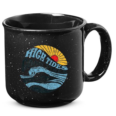 High Tides Good Vibes Vintage Wave And Palm Tree 15oz Campfire Ceramic Mug