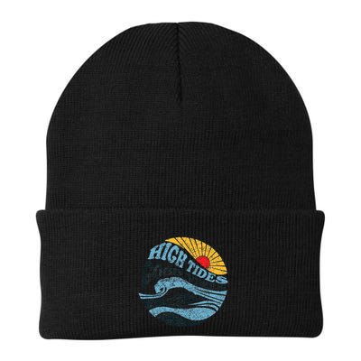 High Tides Good Vibes Vintage Wave And Palm Tree Beanie