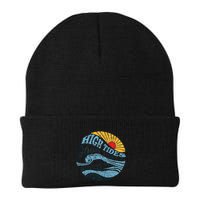 High Tides Good Vibes Vintage Wave And Palm Tree Beanie