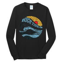 High Tides Good Vibes Vintage Wave And Palm Tree Tall Long Sleeve T-Shirt