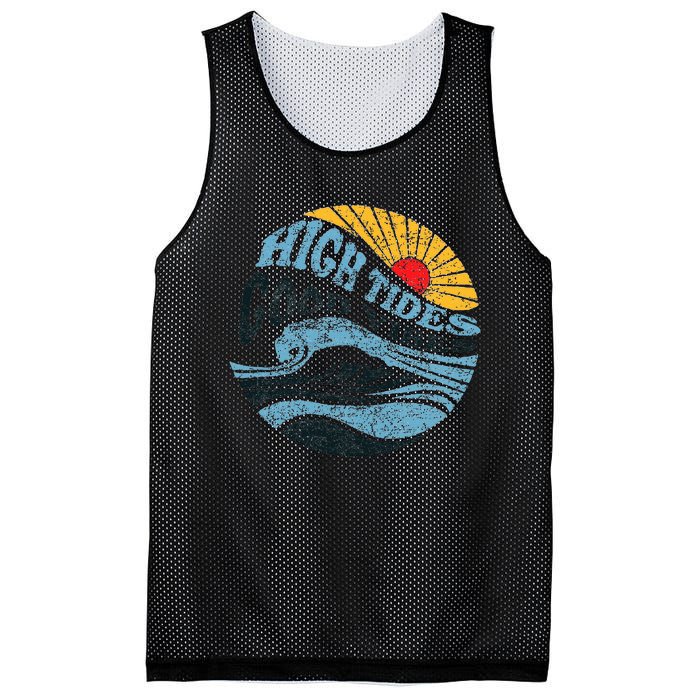 High Tides Good Vibes Vintage Wave And Palm Tree Mesh Reversible Basketball Jersey Tank