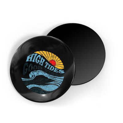 High Tides Good Vibes Vintage Wave And Palm Tree Magnet
