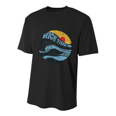 High Tides Good Vibes Vintage Wave And Palm Tree Youth Performance Sprint T-Shirt