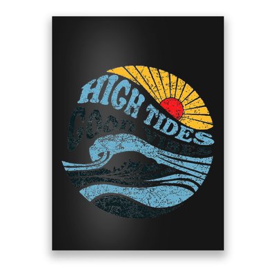 High Tides Good Vibes Vintage Wave And Palm Tree Poster