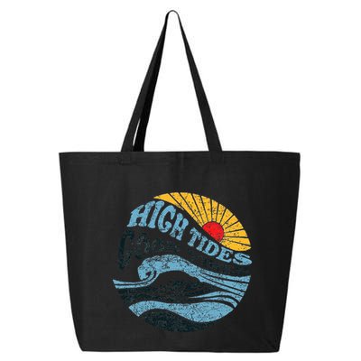 High Tides Good Vibes Vintage Wave And Palm Tree 25L Jumbo Tote