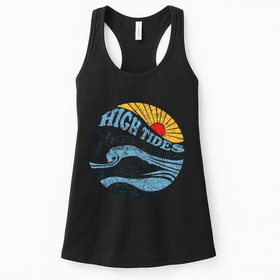 High Tides Good Vibes Vintage Wave And Palm Tree Womens Tank Top