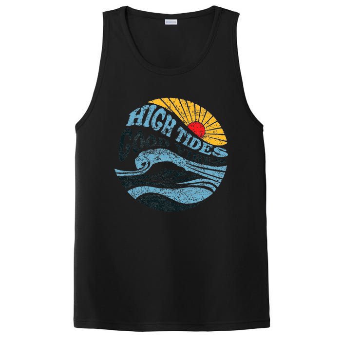 High Tides Good Vibes Vintage Wave And Palm Tree PosiCharge Competitor Tank