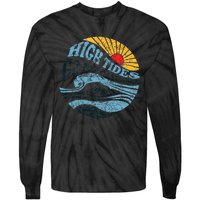 High Tides Good Vibes Vintage Wave And Palm Tree Tie-Dye Long Sleeve Shirt