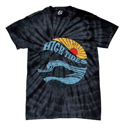 High Tides Good Vibes Vintage Wave And Palm Tree Tie-Dye T-Shirt