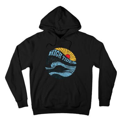 High Tides Good Vibes Vintage Wave And Palm Tree Tall Hoodie
