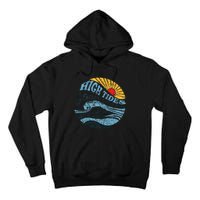 High Tides Good Vibes Vintage Wave And Palm Tree Tall Hoodie