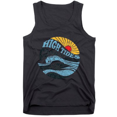 High Tides Good Vibes Vintage Wave And Palm Tree Tank Top