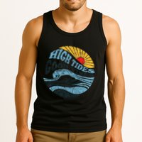 High Tides Good Vibes Vintage Wave And Palm Tree Tank Top