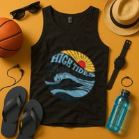 High Tides Good Vibes Vintage Wave And Palm Tree Tank Top