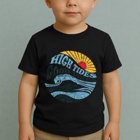 High Tides Good Vibes Vintage Wave And Palm Tree Toddler T-Shirt