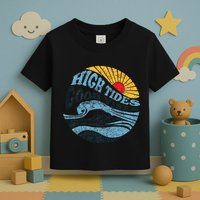 High Tides Good Vibes Vintage Wave And Palm Tree Toddler T-Shirt