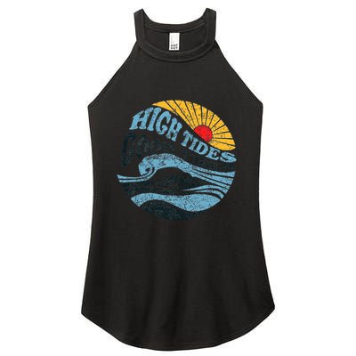 High Tides Good Vibes Vintage Wave And Palm Tree Women's Perfect Tri Rocker Tank