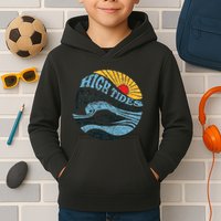 High Tides Good Vibes Vintage Wave And Palm Tree Kids Hoodie