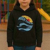 High Tides Good Vibes Vintage Wave And Palm Tree Kids Hoodie