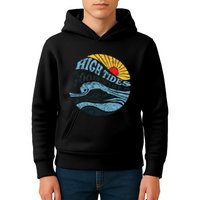 High Tides Good Vibes Vintage Wave And Palm Tree Kids Hoodie