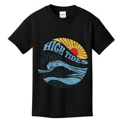 High Tides Good Vibes Vintage Wave And Palm Tree Kids T-Shirt