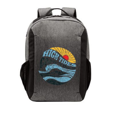 High Tides Good Vibes Vintage Wave And Palm Tree Vector Backpack