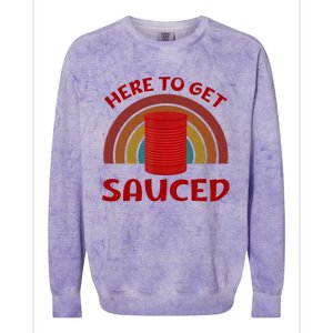 Here To Get Sauced Funny Cranberry Sauce Thanksgiving Food Colorblast Crewneck Sweatshirt