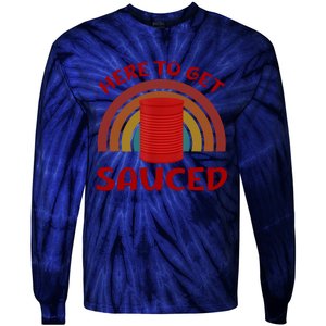 Here To Get Sauced Funny Cranberry Sauce Thanksgiving Food Tie-Dye Long Sleeve Shirt