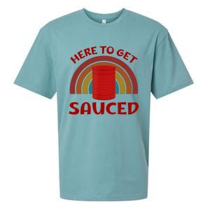 Here To Get Sauced Funny Cranberry Sauce Thanksgiving Food Sueded Cloud Jersey T-Shirt