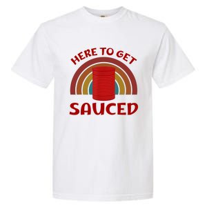 Here To Get Sauced Funny Cranberry Sauce Thanksgiving Food Garment-Dyed Heavyweight T-Shirt