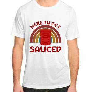 Here To Get Sauced Funny Cranberry Sauce Thanksgiving Food Adult ChromaSoft Performance T-Shirt