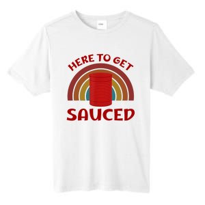 Here To Get Sauced Funny Cranberry Sauce Thanksgiving Food Tall Fusion ChromaSoft Performance T-Shirt