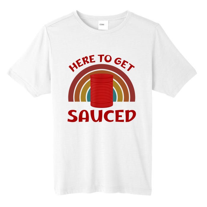 Here To Get Sauced Funny Cranberry Sauce Thanksgiving Food Tall Fusion ChromaSoft Performance T-Shirt