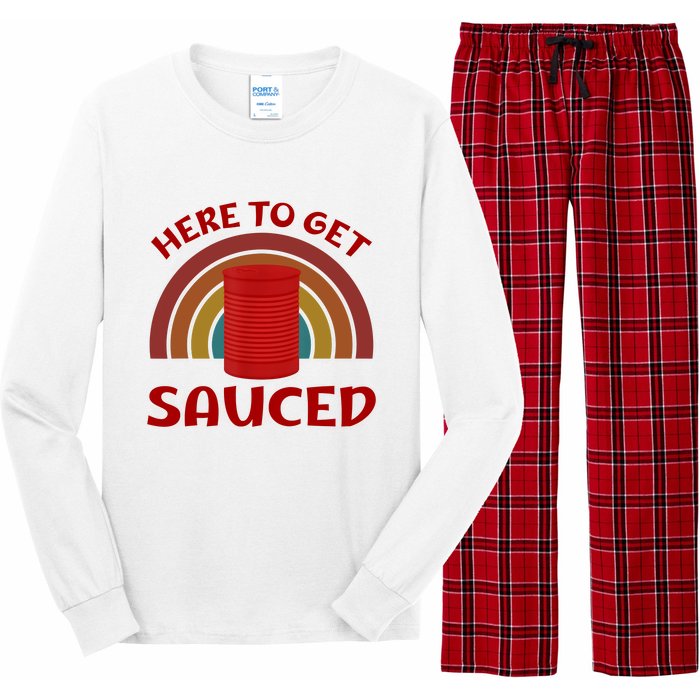 Here To Get Sauced Funny Cranberry Sauce Thanksgiving Food Long Sleeve Pajama Set