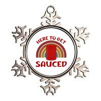 Here To Get Sauced Funny Cranberry Sauce Thanksgiving Food Metallic Star Ornament