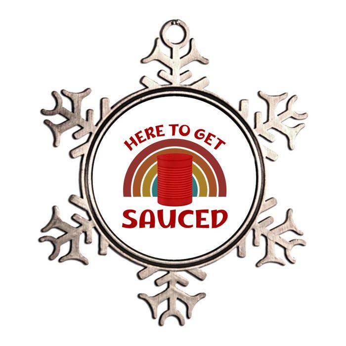 Here To Get Sauced Funny Cranberry Sauce Thanksgiving Food Metallic Star Ornament