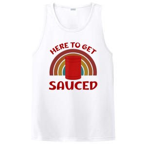 Here To Get Sauced Funny Cranberry Sauce Thanksgiving Food PosiCharge Competitor Tank