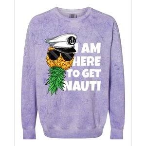 Here To Get Nauti Cruise Boat Upside Down Pineapple Swinger Colorblast Crewneck Sweatshirt