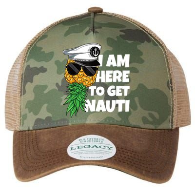 Here To Get Nauti Cruise Boat Upside Down Pineapple Swinger Legacy Tie Dye Trucker Hat