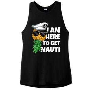 Here To Get Nauti Cruise Boat Upside Down Pineapple Swinger Ladies PosiCharge Tri-Blend Wicking Tank