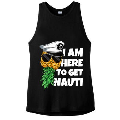 Here To Get Nauti Cruise Boat Upside Down Pineapple Swinger Ladies PosiCharge Tri-Blend Wicking Tank