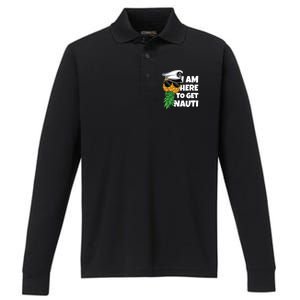 Here To Get Nauti Cruise Boat Upside Down Pineapple Swinger Performance Long Sleeve Polo