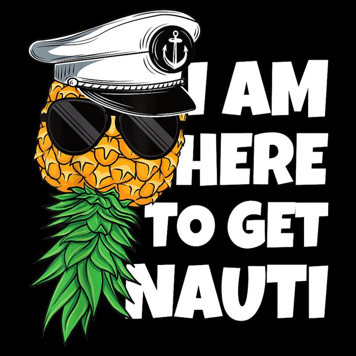 Here To Get Nauti Cruise Boat Upside Down Pineapple Swinger Cropped Pullover Crew