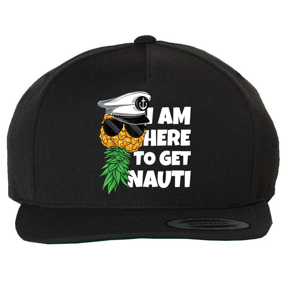 Here To Get Nauti Cruise Boat Upside Down Pineapple Swinger Wool Snapback Cap