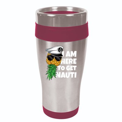 Here To Get Nauti Cruise Boat Upside Down Pineapple Swinger 16oz Travel Tumbler