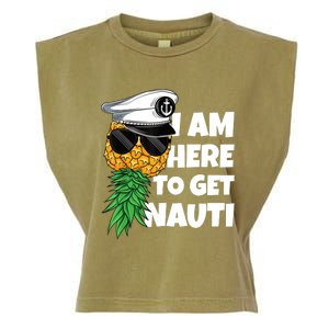 Here To Get Nauti Cruise Boat Upside Down Pineapple Swinger Garment-Dyed Women's Muscle Tee