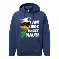 Here To Get Nauti Cruise Boat Upside Down Pineapple Swinger Performance Fleece Hoodie