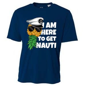 Here To Get Nauti Cruise Boat Upside Down Pineapple Swinger Cooling Performance Crew T-Shirt