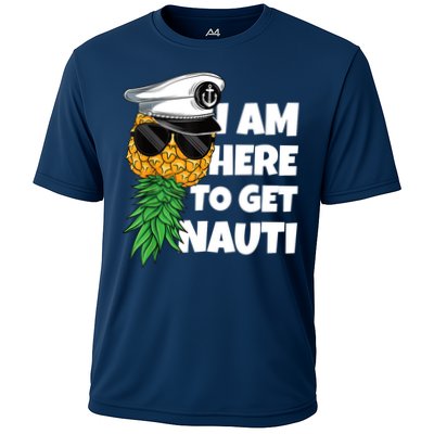 Here To Get Nauti Cruise Boat Upside Down Pineapple Swinger Performance Shirt