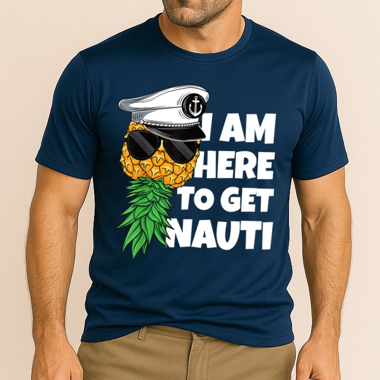 Here To Get Nauti Cruise Boat Upside Down Pineapple Swinger Performance Shirt